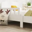 Gyerekágy biztonsági korláttal, kisgyermekágy 3-8 éves gyermekeknek, MDF, fehér