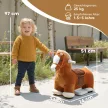 Gyermekeknek való lovas ló, puha borítású, elemes, zenés, kerekes, 1,5-5 éves korig, barna