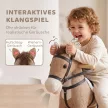  Schaukelpferd mit Sound und Sicherheitsgriffen, Reitpferd mit Holzgestell für Kleinkinder von 12–36 Monaten, Dunkelbraun