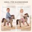  Schaukelpferd mit Sound und Sicherheitsgriffen, Reitpferd mit Holzgestell für Kleinkinder von 12–36 Monaten, Dunkelbraun