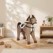  Schaukelpferd mit Sound und Sicherheitsgriffen, Reitpferd mit Holzgestell für Kleinkinder von 12–36 Monaten, Dunkelbraun