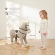  Schaukelpferd mit Sound und Sicherheitsgriffen, Reitpferd mit Holzgestell für Kleinkinder von 12–36 Monaten, Grau