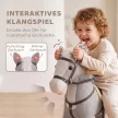  Schaukelpferd mit Sound und Sicherheitsgriffen, Reitpferd mit Holzgestell für Kleinkinder von 12–36 Monaten, Grau
