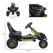 Gokart pedálos autó kézifékkel, előre- és hátrameneti fokozattal, gyermekjármű, pedálos autó állítható üléssel 3-6 éves gyermekeknek, 99 x 65 x 56 cm, zöld