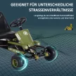 Gokart pedálos autó kézifékkel, előre- és hátrameneti fokozattal, gyermekjármű, pedálos autó állítható üléssel 3-6 éves gyermekeknek, 99 x 65 x 56 cm, zöld