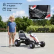 Gokart, pedálos autó állítható üléssel, fékkel, pedálhajtással, pedálos jármű előre- és hátrameneti fokozattal, gyermekjármű akár 35 kg teherbírással, 3-6 éves gyermekek számára, fehér