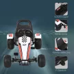 Gokart, pedálos autó állítható üléssel, fékkel, pedálhajtással, pedálos jármű előre- és hátrameneti fokozattal, gyermekjármű akár 35 kg teherbírással, 3-6 éves gyermekek számára, fehér