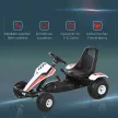 Gokart, pedálos autó állítható üléssel, fékkel, pedálhajtással, pedálos jármű előre- és hátrameneti fokozattal, gyermekjármű akár 35 kg teherbírással, 3-6 éves gyermekek számára, fehér