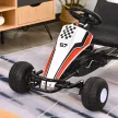 Gokart, pedálos autó állítható üléssel, fékkel, pedálhajtással, pedálos jármű előre- és hátrameneti fokozattal, gyermekjármű akár 35 kg teherbírással, 3-6 éves gyermekek számára, fehér
