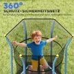 Gyerek trambulin, 122 x 111 cm, biztonsági hálóval, párnázott, acél, teherbírás akár 50 kg, fekete és kék
