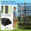 Gyerek trambulin, Ø140 cm, biztonsági hálóval, beltéri és kültéri használatra, acél, műanyag, teherbírás akár 50 kg, fekete