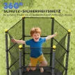 Gyerek trambulin, Ø140 cm, biztonsági hálóval, beltéri és kültéri használatra, acél, műanyag, teherbírás akár 50 kg, fekete
