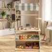 Gyerekjátékok, szupermarket pénztárgéppel, szkennerrel, táblával, 34 játékfelszereléssel, zöld