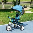  6-in-1 Kinderdreirad mit Schiebestange, Dach, Gurt, Ablagekorb, für 1-5 Jahre, Blau