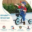 Tricikli 2-5 éves gyermekeknek, állítható magasságú ülés, csengő, kerékpárkosár, fém váz, kék
