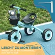 Tricikli 2-5 éves gyermekeknek, állítható magasságú ülés, csengő, kerékpárkosár, fém váz, kék