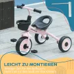  Dreirad für Kinder 2-5 Jahre, höhenverstellbarer Sitz, Klingel, Fahrradkorb, Metallrahmen, Rosa