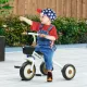  Dreirad für Kinder 2-5 Jahre, höhenverstellbarer Sitz, Klingel, Fahrradkorb, Metallrahmen, Weiß