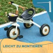  Dreirad für Kinder 2-5 Jahre, höhenverstellbarer Sitz, Klingel, Fahrradkorb, Metallrahmen, Weiß