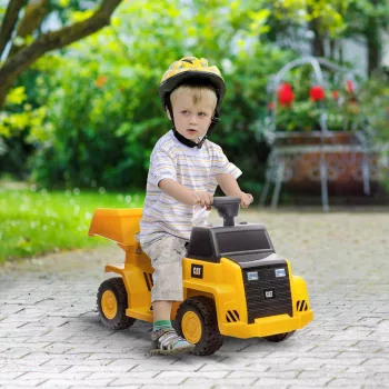   Elektromos dömper gyerekeknek, billenő rakfelülettel, max. 3 km/h, fényszórókkal, kürttel, sárga, 74,5 x 36 x 43,5 cm