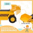 Elektromos dömper gyerekeknek, billenő rakfelülettel, max. 3 km/h, fényszórókkal, kürttel, sárga, 74,5 x 36 x 43,5 cm