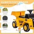 Elektromos dömper gyerekeknek, billenő rakfelülettel, max. 3 km/h, fényszórókkal, kürttel, sárga, 74,5 x 36 x 43,5 cm