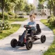 Gokart, gyermekjármű állítható üléssel, pedálos jármű, pedálos autó kézifékkel, 3-8 éves korig, kültéri, fekete