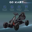 Gokart, gyermekjármű állítható üléssel, pedálos jármű, pedálos autó kézifékkel, 3-8 éves korig, kültéri, fekete