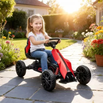   Pedálos gokart előre és hátramenettel, 3-8 éves gyermekek számára, piros