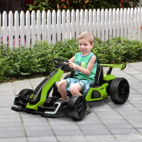4 V-os elektromos gokart gyerekeknek, akár 12 km/h sebességgel, gokart drift funkcióval, 2 motorral, állítható üléssel, lágyindítással