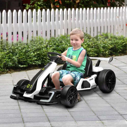4 V-os elektromos gokart gyerekeknek, akár 12 km/h sebességgel, gokart drift funkcióval, 2 motorral, állítható üléssel, lágyindítással
