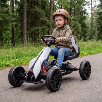    Elektro Go-Kart für Kinder 3-5km/h Gokart mit 2-Fach verstellbarem Geschwindigkeit, Sicherheitsgurt, EVA-Räder für 3-8
