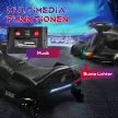 Elektromos gyerek gokart, gumikerekekkel, 3-8 km/h, világítással és zenei funkcióval, fekete