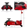Elektromos gyerek gokart, gumikerekekkel, 3-8 km/h, világítással és zenei funkcióval, piros
