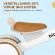 Futóbicikli, állítható üléssel, suttogó kerekekkel, 1-3 éves korig, 20 kg-ig, barna/fehér