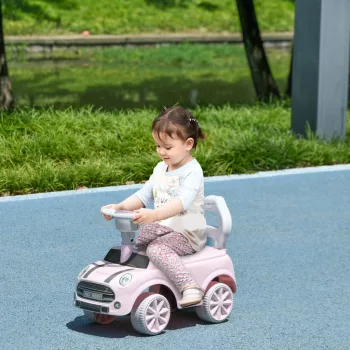   Gyermekeknek való autó, borulásvédelemmel, kürttel, csúszásgátló üléssel, 1,5-3 éves korig, 25 kg-ig, rózsaszín