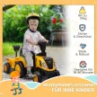 Járműre szerelhető kotrógép ásóval, kormánykerékkel, gyermek kotrógép levehető utánfutóval, világítással, zenével, 1-3 éves korig, sárga