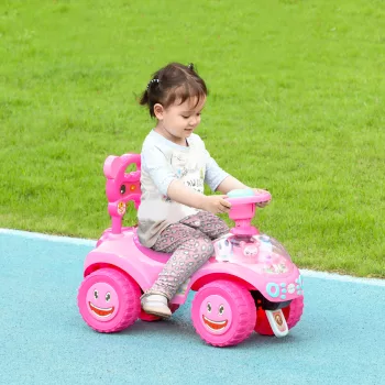    Rutschauto Kinder Rutschfahrzeug mit Musik Hupe, Licht Anti-Kipp-Schutz & Stauraum unter dem Sitz, 18-36 Monaten, Rosa