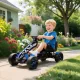 Pedálos gokart, fékes pedálos autó gyerekeknek, csúszásgátló kerekek, fém váz, 3-6 éves korig, kék