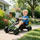 Pedálos gokart, fékes pedálos autó gyerekeknek, csúszásgátló kerekek, fém váz, 3-6 éves korig, zöld