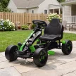 Pedálos gokart, fékes pedálos autó gyerekeknek, csúszásgátló kerekek, fém váz, 3-6 éves korig, zöld
