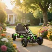 Pedálos gokart, fékes pedálos autó gyerekeknek, csúszásgátló kerekek, fém váz, 3-6 éves korig, zöld
