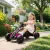 Pedálos gokart, pedálos autó gyerekeknek fékkel, csúszásgátló kerekekkel, fém vázzal, 3-6 éves korig, rózsaszín