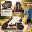 Pedálos gokart, fékes pedálos autó gyerekeknek, csúszásgátló kerekek, fém váz, 3-6 éves korig, piros