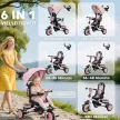  Kinderdreirad, 6-in-1 Buggy für Kleinkinder, mit Schiebegriff, verstellbarer Sitz, faltbares Design, Sicherheitsnetz