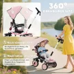  Kinderdreirad, 6-in-1 Buggy für Kleinkinder, mit Schiebegriff, verstellbarer Sitz, faltbares Design, Sicherheitsnetz