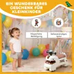 Tolható autó, dinoszaurusz mintával, kormánykerékkel, lámpákkal, hangokkal, 4 kerékkel, krémfehér+barna