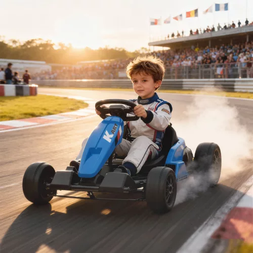 24 V-os elektromos gokart, drift üzemmód, állítható ülés, 5 pontos biztonsági öv, zenei funkció, 6-12 éves korig, kék