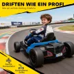 24 V-os elektromos gokart, drift üzemmód, állítható ülés, 5 pontos biztonsági öv, zenei funkció, 6-12 éves korig, kék