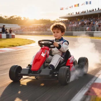   24 V-os elektromos gokart gyerekeknek, 18 km/h-ig, drift funkcióval ellátott gokart, 2 motorral ellátott drift kart, állítható ülés, piros